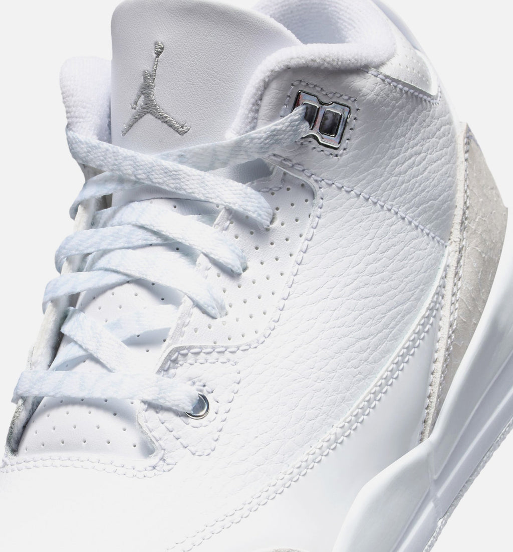 Air Jordan 3 Retro White and Silver Preschool Shoes