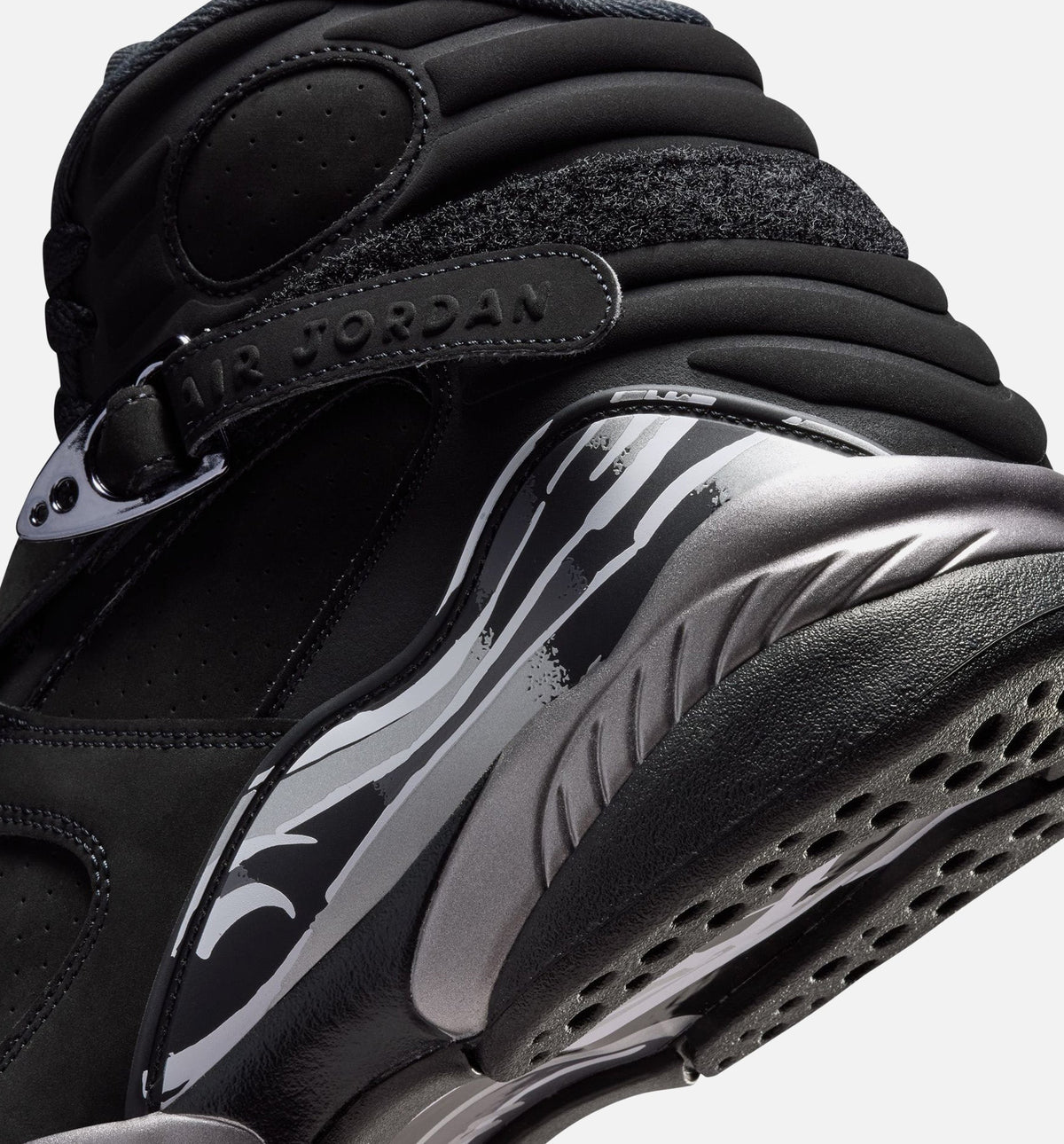 Air Jordan 8 Retro Chrome Black and Light Graphite Men's Shoes