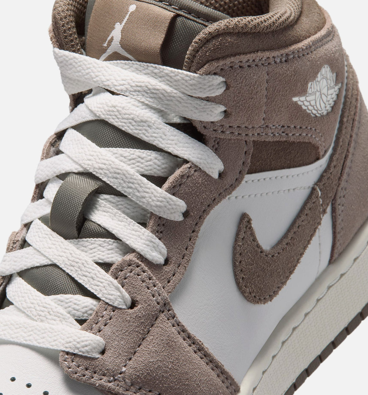 Air Jordan 1 Mid Grade School Shoes - Enigma Stone/Olive Grey