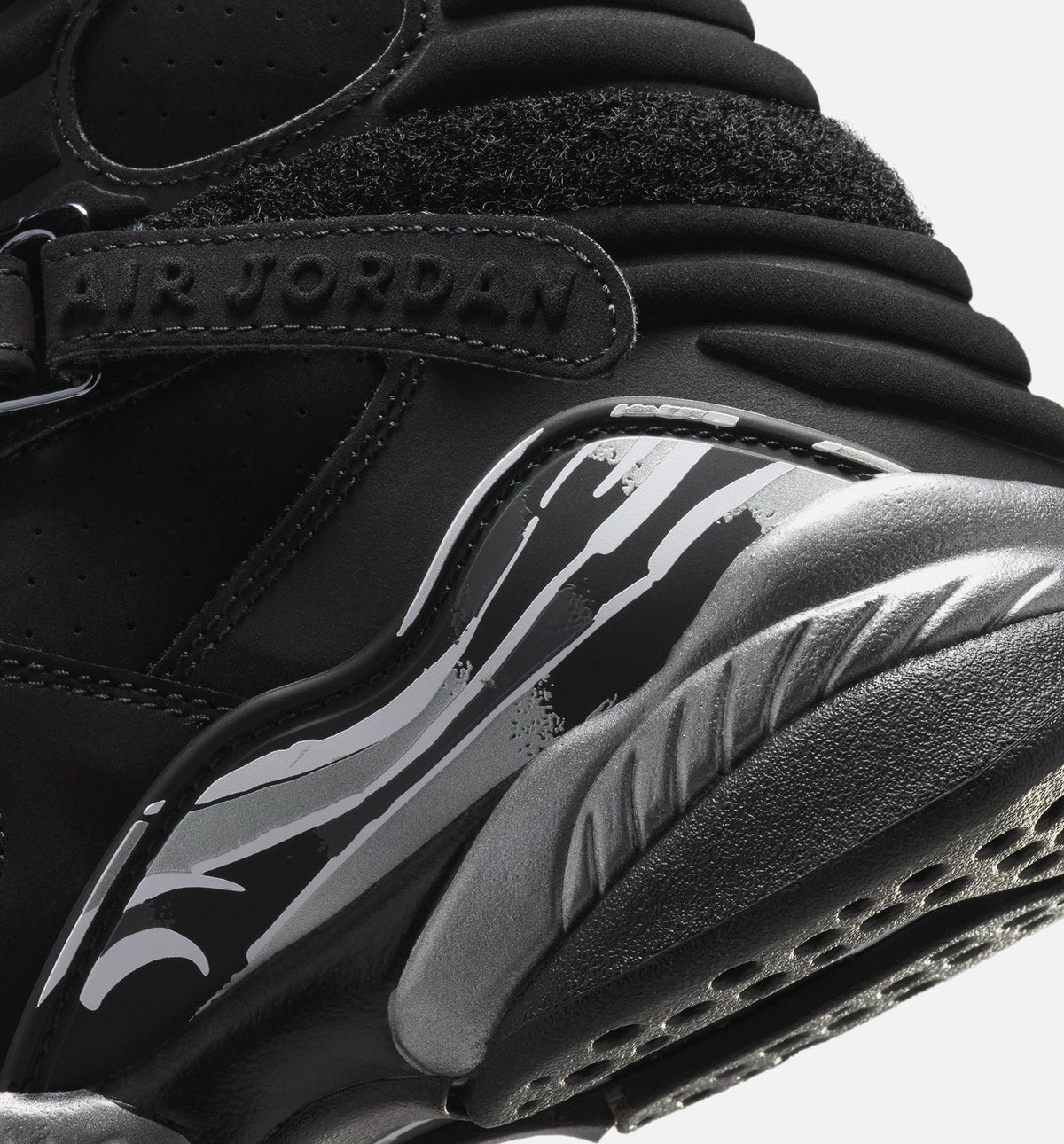 Air Jordan 8 Retro Chrome Black and Light Graphite Grade School Shoes