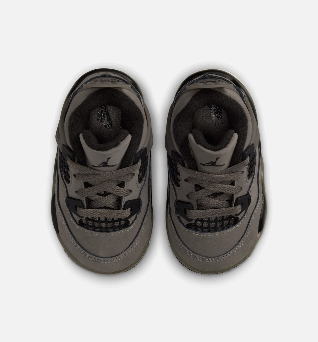 Air Jordan 4 Retro Cave Stone and Black Infant & Toddler Shoes