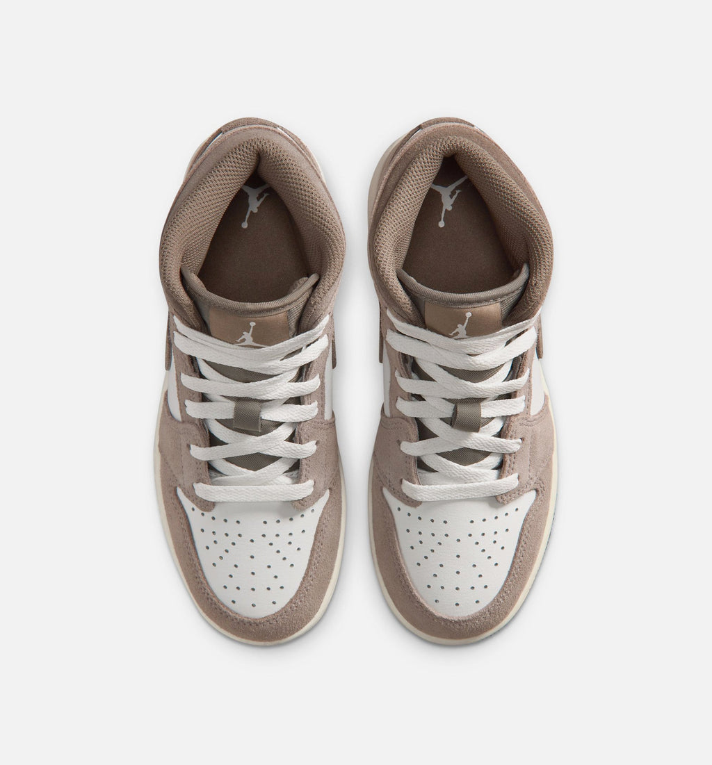 Air Jordan 1 Mid Grade School Shoes - Enigma Stone/Olive Grey