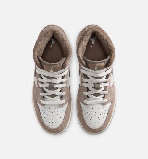 Air Jordan 1 Mid Grade School Shoes - Enigma Stone/Olive Grey