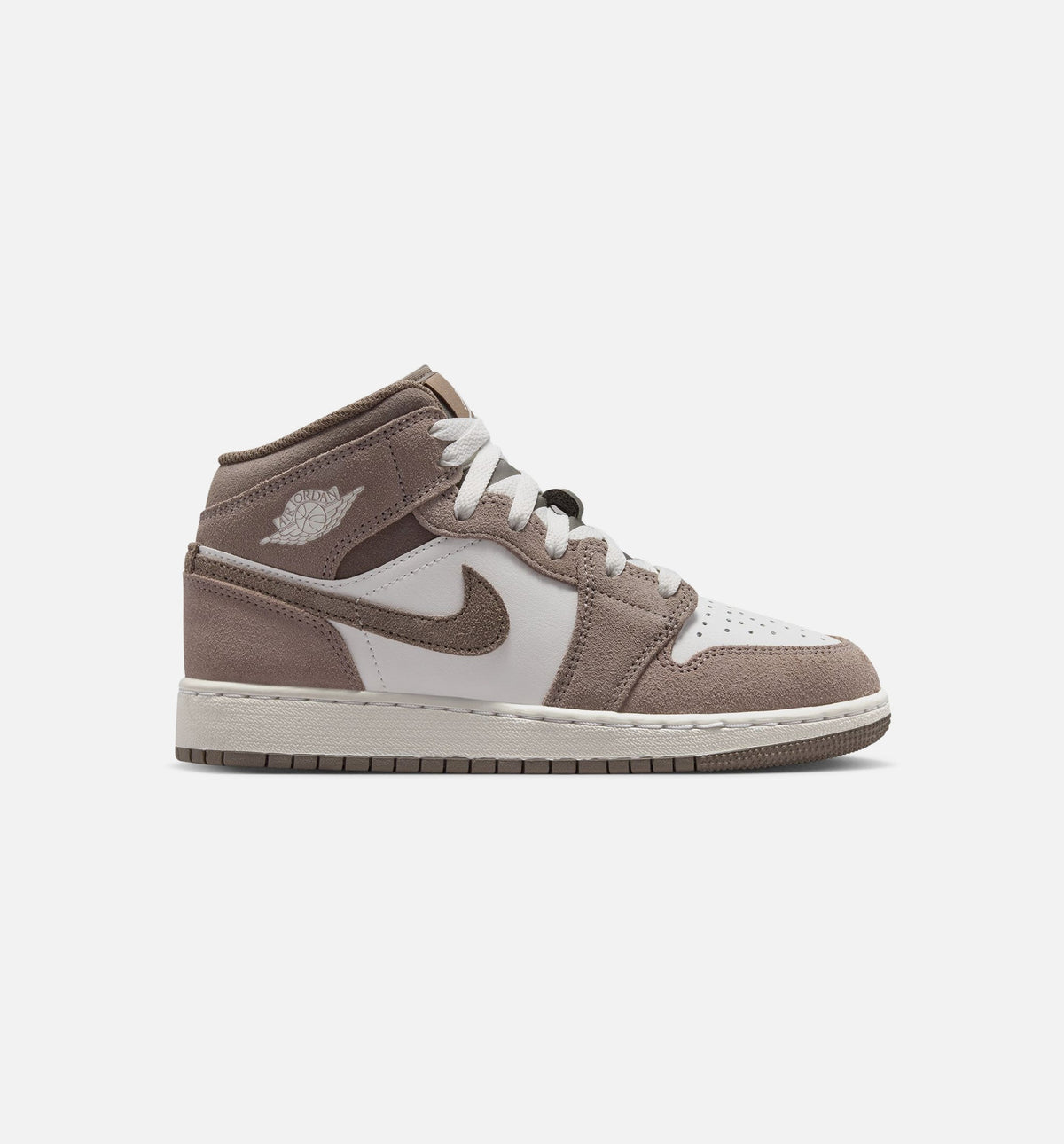 Air Jordan 1 Mid Grade School Shoes - Enigma Stone/Olive Grey