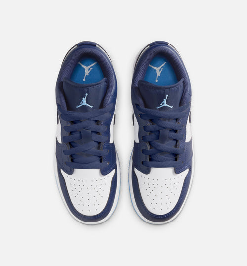 Air Jordan 1 Low Grade School Shoes - Midnight Navy/University Blue/White