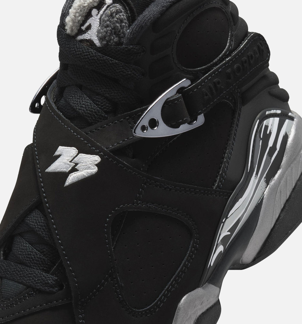 Air Jordan 8 Retro Chrome Black and Light Graphite Grade School Shoes