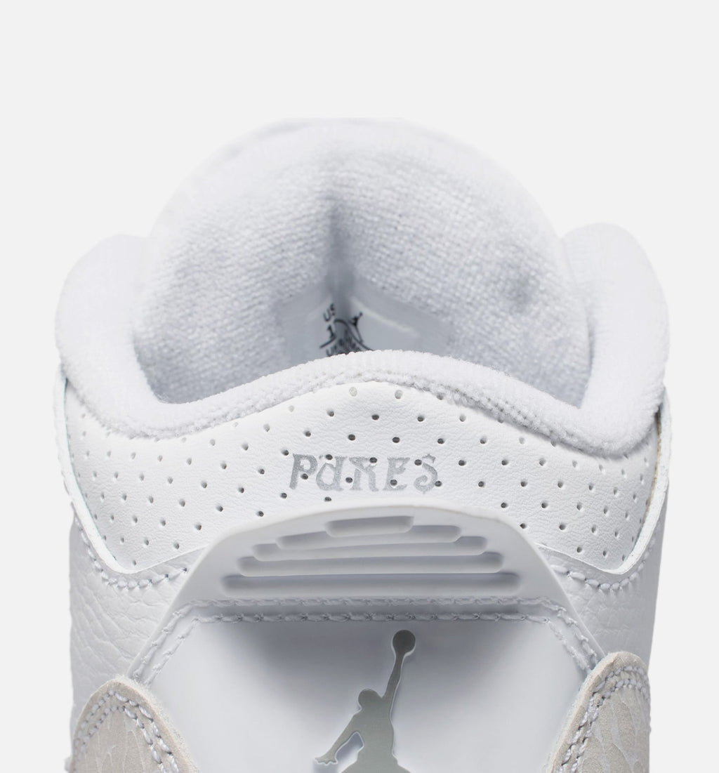 Air Jordan 3 Retro White and Silver Preschool Shoes
