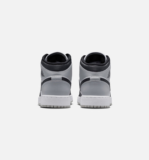 Air Jordan 1 Mid Grade School Shoes - White/Light Smoke Grey/Black