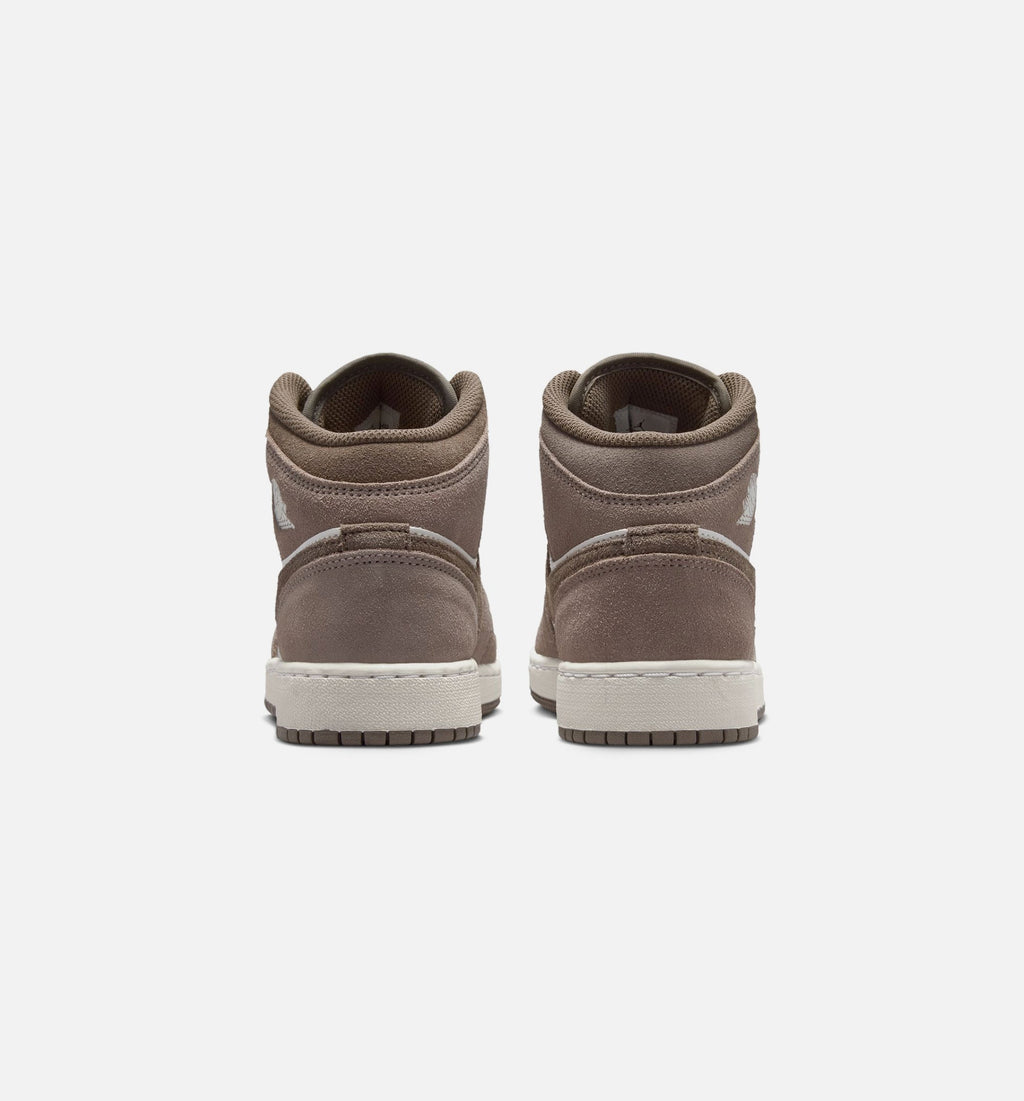 Air Jordan 1 Mid Grade School Shoes - Enigma Stone/Olive Grey