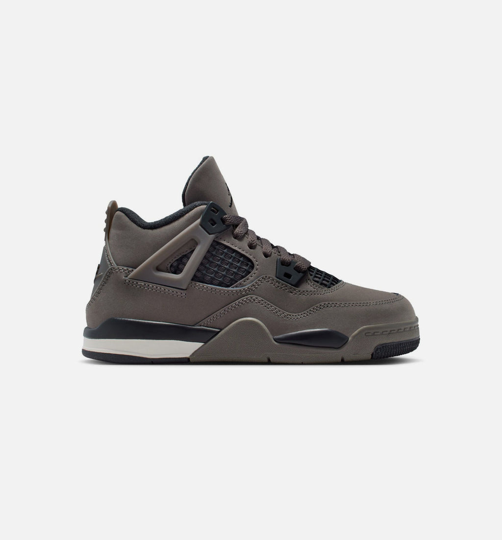 Air Jordan 4 Retro Cave Stone and Black Preschool Shoes