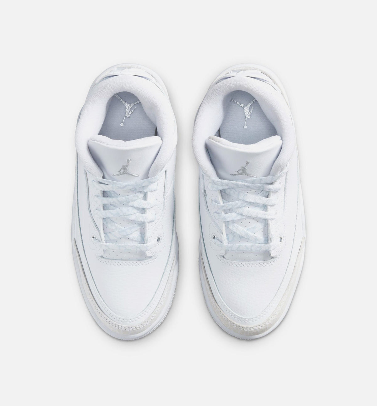 Air Jordan 3 Retro White and Silver Preschool Shoes