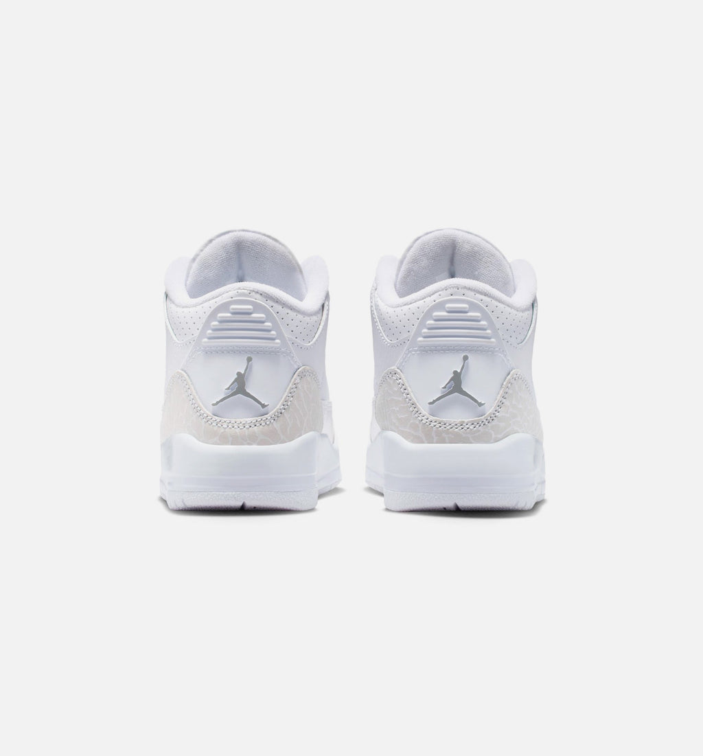 Air Jordan 3 Retro White and Silver Preschool Shoes