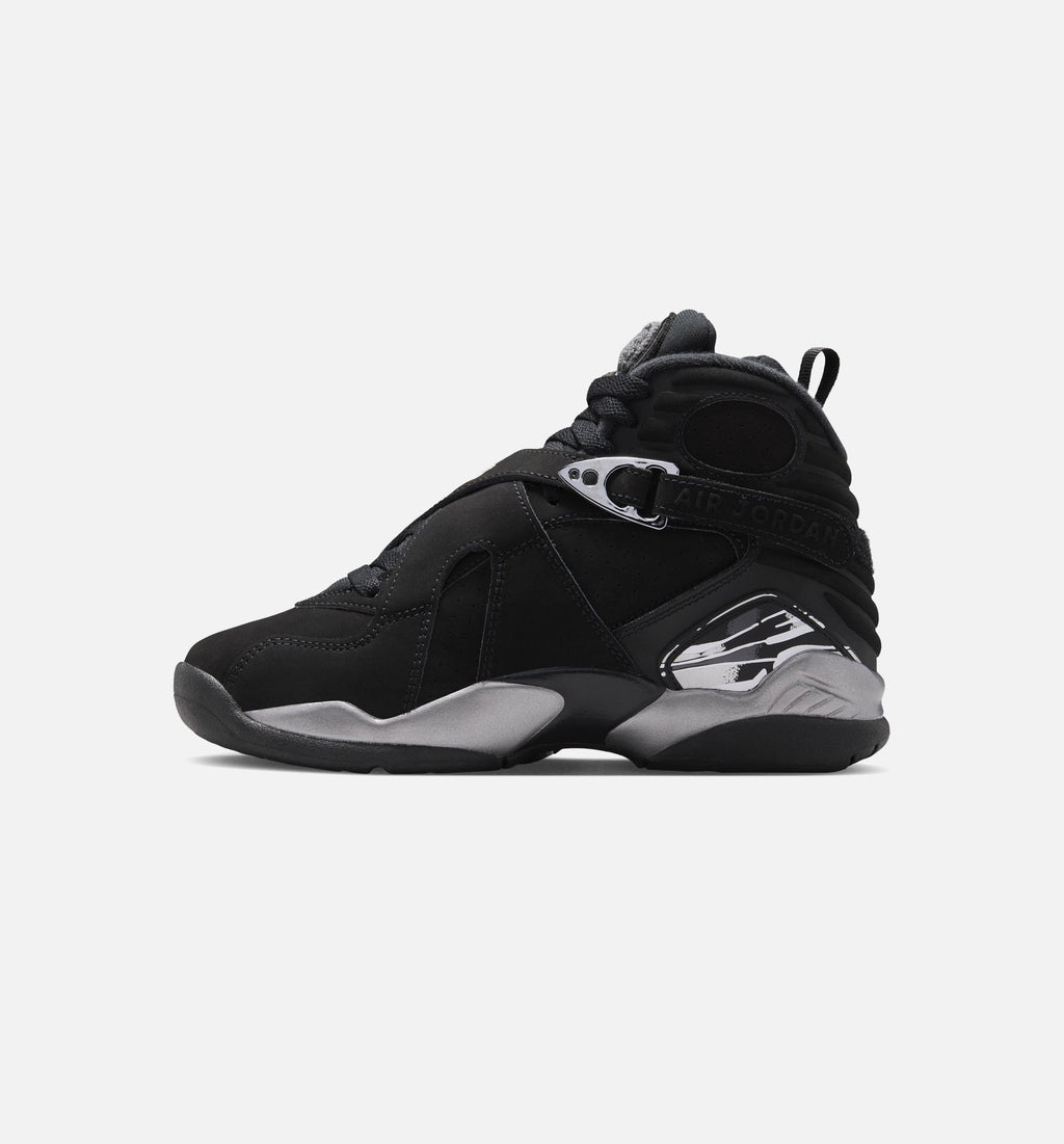 Air Jordan 8 Retro Chrome Black and Light Graphite Grade School Shoes