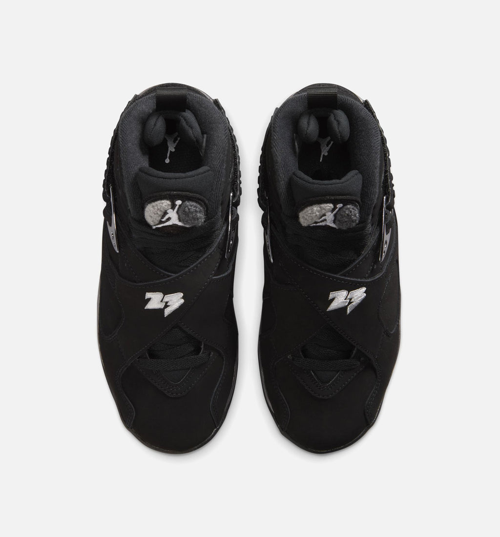 Air Jordan 8 Retro Chrome Black and Light Graphite Grade School Shoes