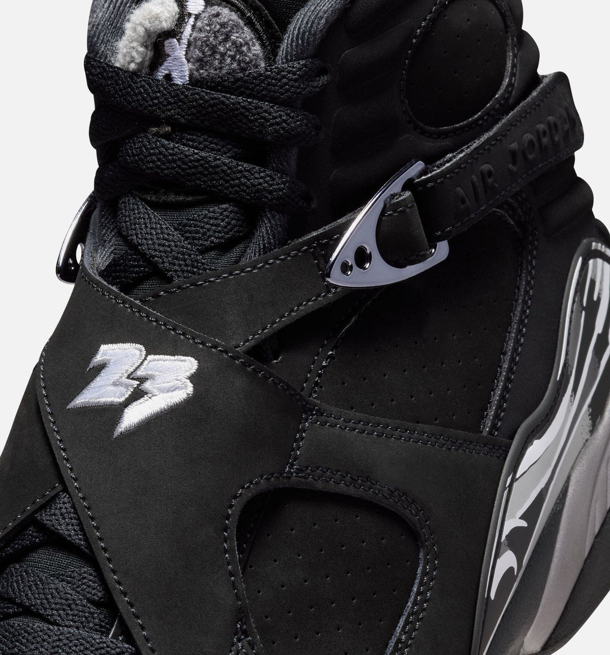 Air Jordan 8 Retro Chrome Black and Light Graphite Men's Shoes
